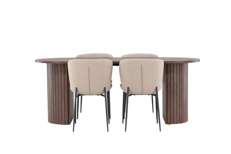 Härön Matgrupp 200 cm Oval med 4 Modesto stolar - Mocca/Beige - Products - Möbler - Bord & matgrupp - Matgrupp