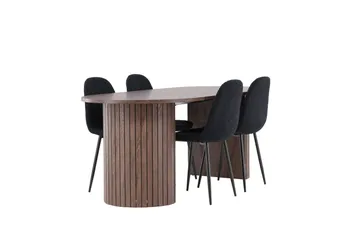 Härön Matgrupp 200 cm Oval med 4 Polar stolar - Mocca/Svart - Products - Möbler - Bord & matgrupp - Matgrupp
