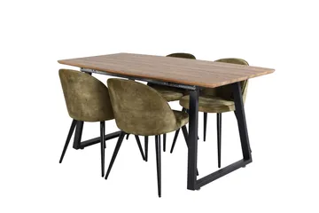 Inca Matgrupp 160 cm Rektangulär med 4 Velvet stolar - Svart - Products - Möbler - Bord & matgrupp - Matgrupp