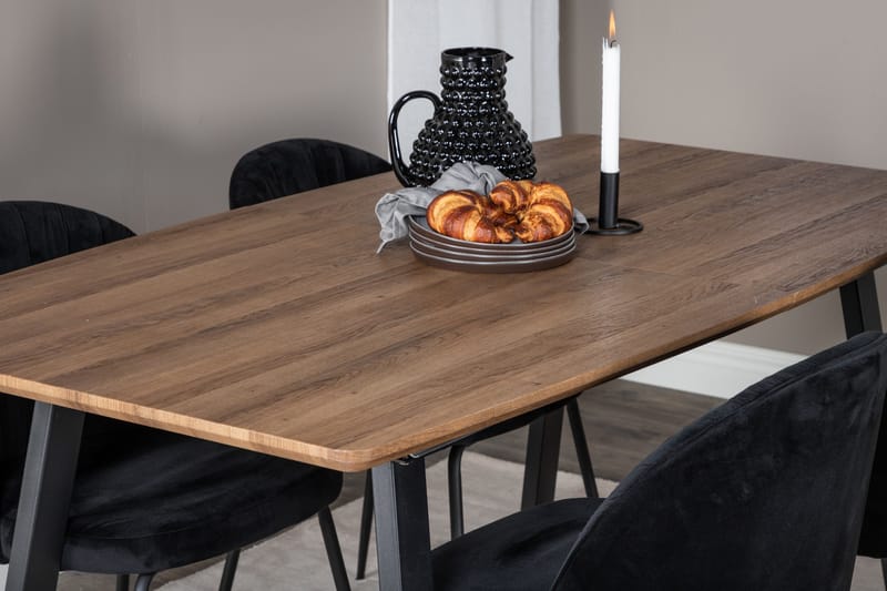 Inca Matgrupp 160 cm Rektangulär med 4 Wrinkles stolar - Svart - Products - Möbler - Bord & matgrupp - Matgrupp