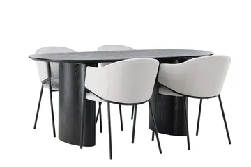 Isolde Matgrupp 180 cm Oval med 4 Evelina stolar - Svart - Products - Möbler - Bord & matgrupp - Matgrupp