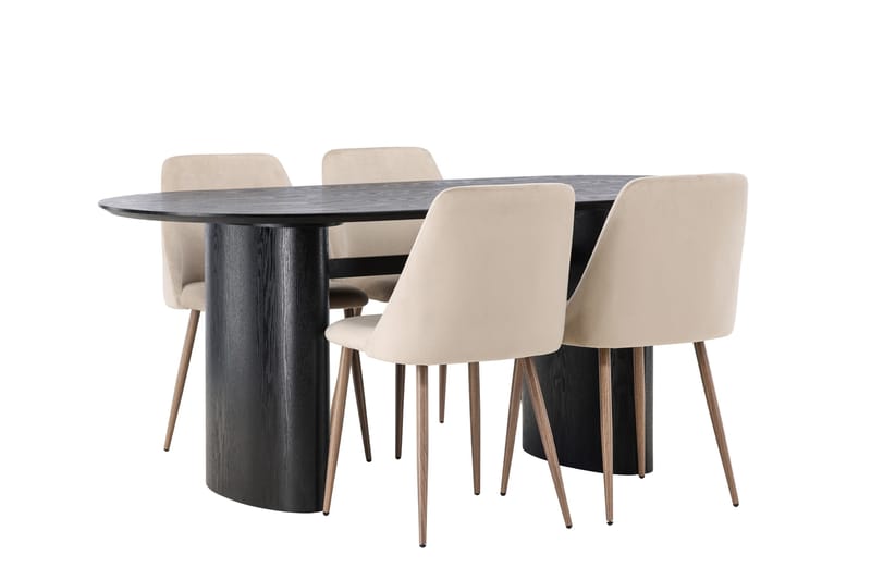 Isolde Matgrupp 180 cm Oval med 4 Night Stolar - Svart - Products - Möbler - Bord & matgrupp - Matgrupp
