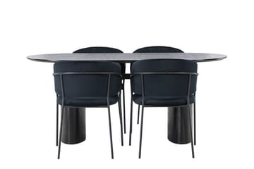 Isolde Matgrupp 180 cm Oval med 4 Selma Stolar - Svart - Products - Möbler - Bord & matgrupp - Matgrupp
