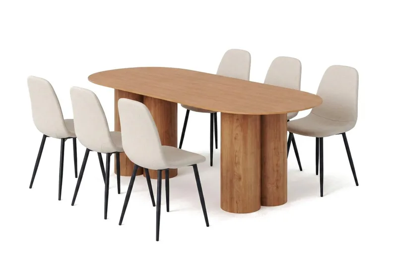 Juno Matgrupp rektangulärt 220 cm Ek med 6 Nibe Matstolar - Ek - Products - Möbler - Bord & matgrupp - Matgrupp