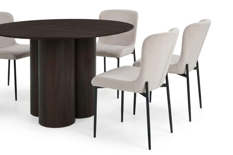 Juno Matgrupp runt 110 cm Rökt Ek med 4 Elsie Matstolar - Rökt ek/Beige - Products - Möbler - Bord & matgrupp - Matgrupp