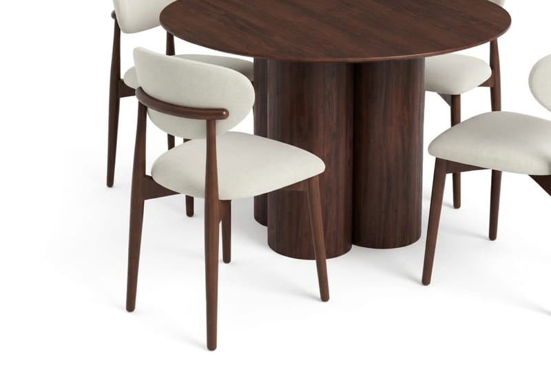 Juno Matgrupp runt 110 cm Valnöt med 4 Molly Matstolar - Valnöt - Products - Möbler - Bord & matgrupp - Matgrupp