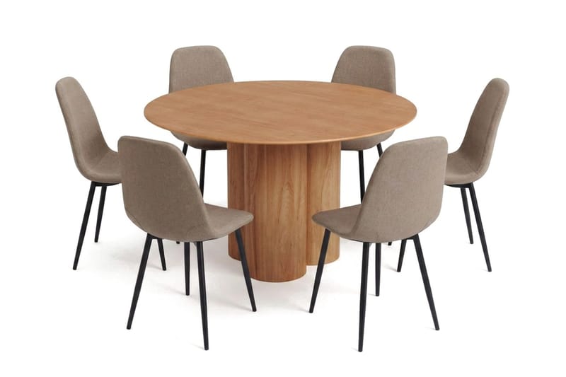 Juno Matgrupp runt 130 cm Ek med 6 Nibe Matstolar - Ek - Products - Möbler - Bord & matgrupp - Matgrupp