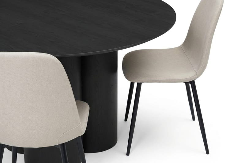 Juno Matgrupp runt 130 cm Svart med 6 Nibe Matstolar - Svart - Products - Möbler - Bord & matgrupp - Matgrupp