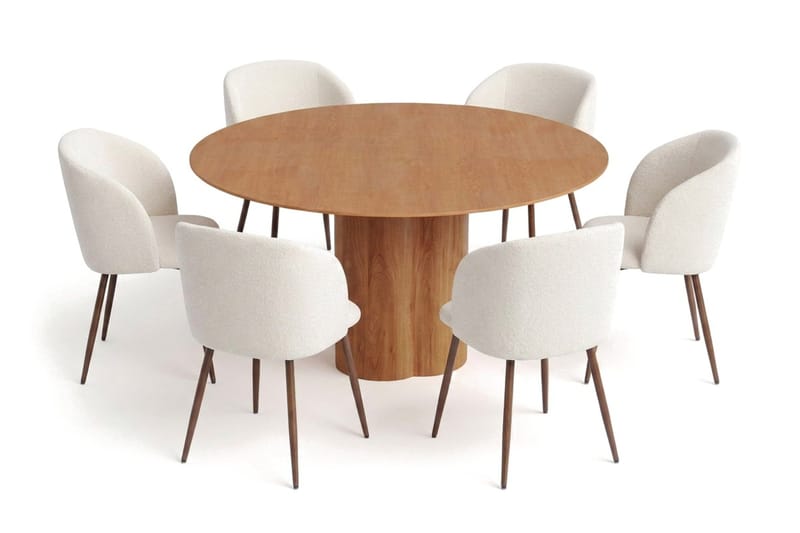 Juno Matgrupp runt 150 cm Ek med 6 Greya Matstolar - Ek - Products - Möbler - Bord & matgrupp - Matgrupp