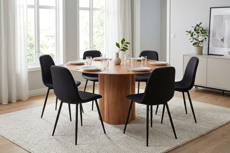 Juno Matgrupp runt 150 cm Ek med 6 Nibe Matstolar - Ek - Products - Möbler - Bord & matgrupp - Matgrupp