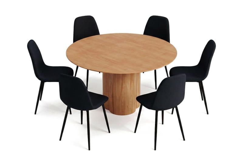 Juno Matgrupp runt 150 cm Ek med 6 Nibe Matstolar - Ek - Products - Möbler - Bord & matgrupp - Matgrupp