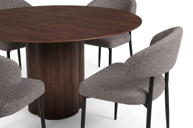 Juno Matgrupp runt 150 cm Valnöt med 6 Sawako Matstolar - Valnöt - Products - Möbler - Bord & matgrupp - Matgrupp