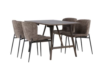 Kaseidon Matgrupp 120 cm Rektangulär med 4 Modesto stolar - Mörkbrun - Products - Möbler - Bord & matgrupp - Matgrupp