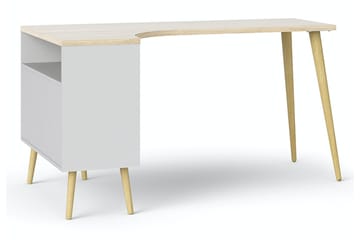 Delta Skrivbord 145 cm med Förvaring Lådor + Hyllor - Vit/Natur - Products - Möbler - Bord & matgrupp - Kontorsbord - Datorbord