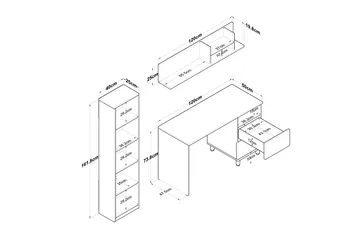 Eireann Skrivbord 50x120 cm - Valnöt/Antracit - Products - Möbler - Bord & matgrupp - Kontorsbord - Datorbord