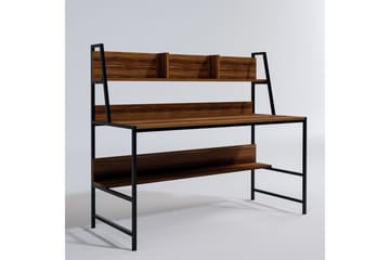 Faydali Skrivbord 140 cm med Förvaring Hyllor - Mörkbrun/Svart - Products - Möbler - Bord & matgrupp - Kontorsbord - Datorbord