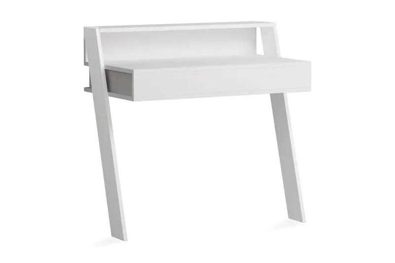 Homitis Väggskrivbord 94 cm med Förvaring Låda + Hylla, Vit