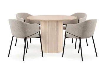 Kopparbo Matbord 106 cm med 4 Filip Matstolar - White / Taupe Bouclé - Products - Möbler - Bord & matgrupp - Matgrupp
