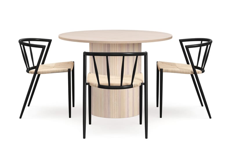 Kopparbo Matbord 106 cm med 4 Winston Matstolar - White / Beige / Metallben Svart - Products - Möbler - Bord & matgrupp - Matgrupp