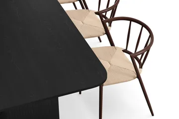 Kopparbo Matbord 180-240 cm Förlängningsbart med 6 Winston Matstolar - Svart / Beige / Metallben Rökt ek - Products - Möbler - Bord & matgrupp - Matgrupp