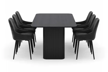 Kopparbo Matgrupp 200-206cm med 6 Alsarp Matstolar - Svart - Products - Möbler - Bord & matgrupp - Matgrupp