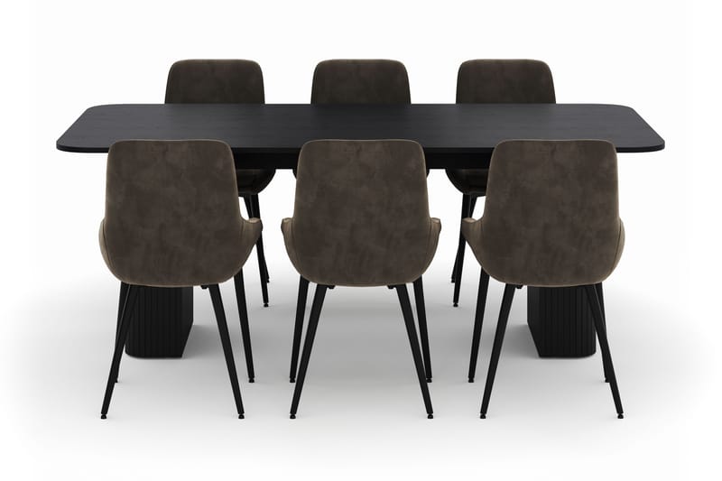 Kopparbo Matgrupp 200-206cm med 6 Alsarp Matstolar - Svart - Products - Möbler - Bord & matgrupp - Matgrupp