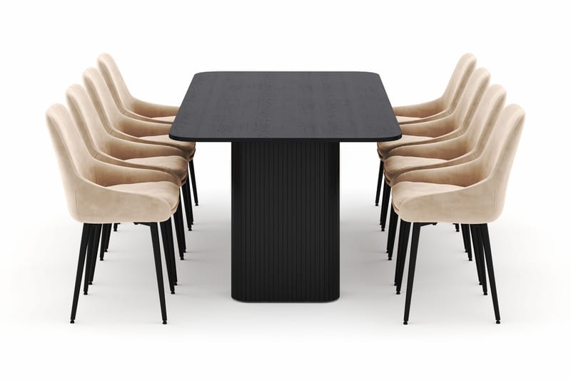 Kopparbo Matgrupp 200-206cm med 8 Alsarp Matstolar - Svart - Products - Möbler - Bord & matgrupp - Matgrupp