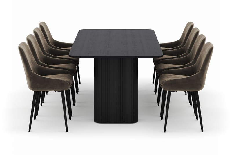 Kopparbo Matgrupp 200-206cm med 8 Alsarp Matstolar - Svart - Products - Möbler - Bord & matgrupp - Matgrupp