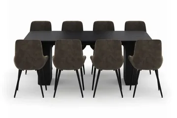 Kopparbo Matgrupp 200-206cm med 8 Alsarp Matstolar - Svart - Products - Möbler - Bord & matgrupp - Matgrupp