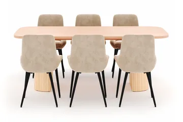 Kopparbo Matgrupp 200x90cm med 6 Alsarp Matstolar - Natural - Products - Möbler - Bord & matgrupp - Matgrupp