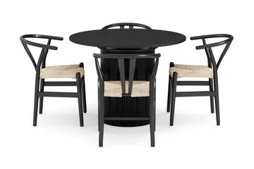 Kopparbo Matgrupp förlängningsbart 106-156 cm Rund med 4 Dastoori Matstol - 2220067-4,2229314-1 - Svart - Products - Möbler - Bord & matgrupp - Matgrupp