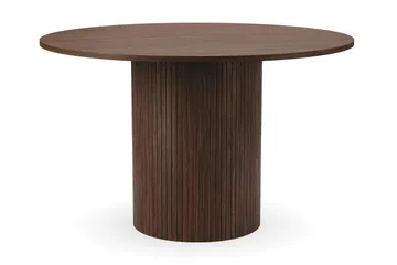 Kopparbo Runt Matbord 120 cm med 4 Katy Matstolar - Mörkbrun / Vit Bouclé / Metallben Svart - Products - Möbler - Bord & matgrupp - Matgrupp