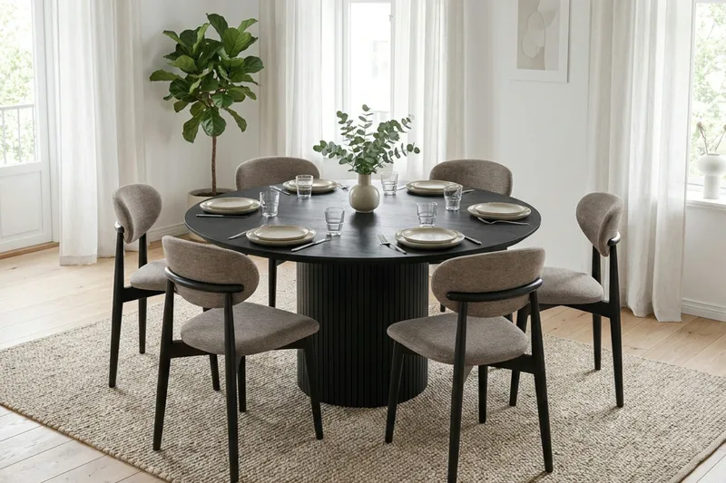 Kopparbo Runt Matbord 150 cm Fanér - Svartlaserad ek - Products - Möbler - Bord & matgrupp - Matbord & köksbord