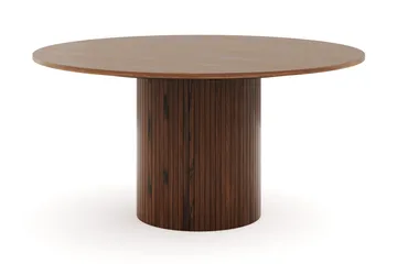 Kopparbo Runt Matbord 150 cm med 6 Filip Matstolar - Valnöt / Taupe Bouclé - Products - Möbler - Bord & matgrupp - Matgrupp