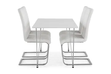 Kronblom Matgrupp 120 cm med 4 Cibus Stol - Vit/Krom/Vit PU - Products - Möbler - Bord & matgrupp - Matgrupp