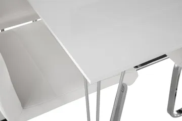 Kronblom Matgrupp 120 cm med 4 Cibus Stol - Vit/Krom/Vit PU - Products - Möbler - Bord & matgrupp - Matgrupp