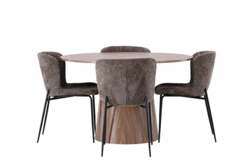 Lanzo Matgrupp 120 cm Rund med 4 Modesto Stolar - Natur - Products - Möbler - Bord & matgrupp - Matgrupp