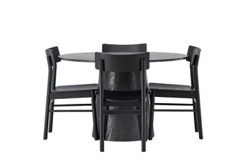 Lanzo Matgrupp 120 cm Rund med 4 Montros stolar - Svart - Products - Möbler - Bord & matgrupp - Matgrupp