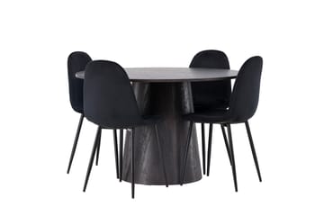 Lanzo Matgrupp 120 cm Rund med 4 Polar stolar - Svart - Products - Möbler - Bord & matgrupp - Matgrupp
