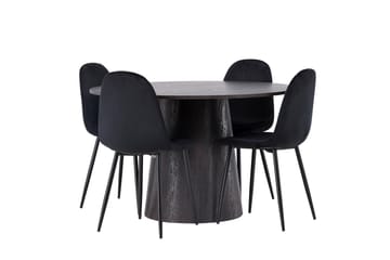 Lanzo Matgrupp 120 cm Rund med 4 Polar stolar - Svart - Products - Möbler - Bord & matgrupp - Matgrupp