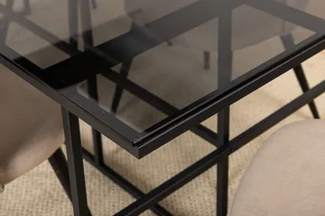 Leif Matgrupp 200 cm Rektangulär med 6 Velvet stolar - Beige - Products - Möbler - Bord & matgrupp - Matgrupp