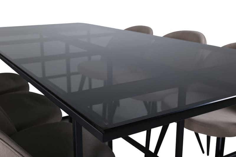 Leif Matgrupp 200 cm Rektangulär med 6 Velvet stolar - Beige - Products - Möbler - Bord & matgrupp - Matgrupp