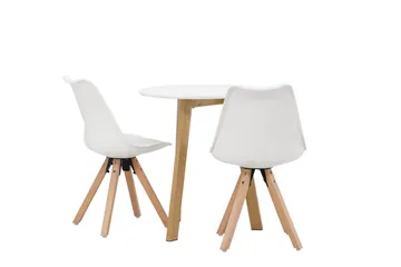 Leonora Matgrupp  65 cm Rund med 2 Zeno stolar - Vit - Products - Möbler - Bord & matgrupp - Matgrupp