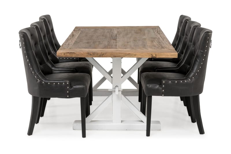 Lyon Förlängningsbar Matgrupp 200 cm med 6 Tuva Fåtölj - Natur/Vit/Svart - Products - Möbler - Bord & matgrupp - Matgrupp