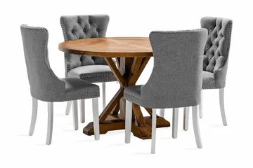 Lyon Matgrupp 120 cm Rund inkl 4 Bergviken Stolar - Brun - Products - Möbler - Bord & matgrupp - Matgrupp