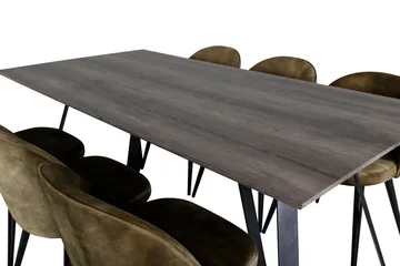 Marina Matgrupp 180 cm Rektangulär med 6 Velvet stolar - Svart - Products - Möbler - Bord & matgrupp - Matgrupp