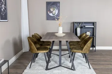 Marina Matgrupp 180 cm Rektangulär med 6 Velvet stolar - Svart - Products - Möbler - Bord & matgrupp - Matgrupp