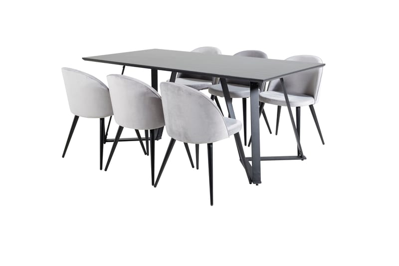 Marina Matgrupp 180 cm Rektangulär med 6 Velvet stolar - Svart - Products - Möbler - Bord & matgrupp - Matgrupp