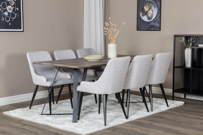 Marina Matgrupp 180 cm Rektangulär med 6 Plaza stolar - Svart - Products - Möbler - Bord & matgrupp - Matgrupp