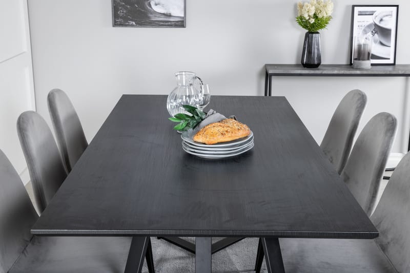 Marina Matgrupp 180 cm Rektangulär med 6 Polar stolar - Svart - Products - Möbler - Bord & matgrupp - Matgrupp